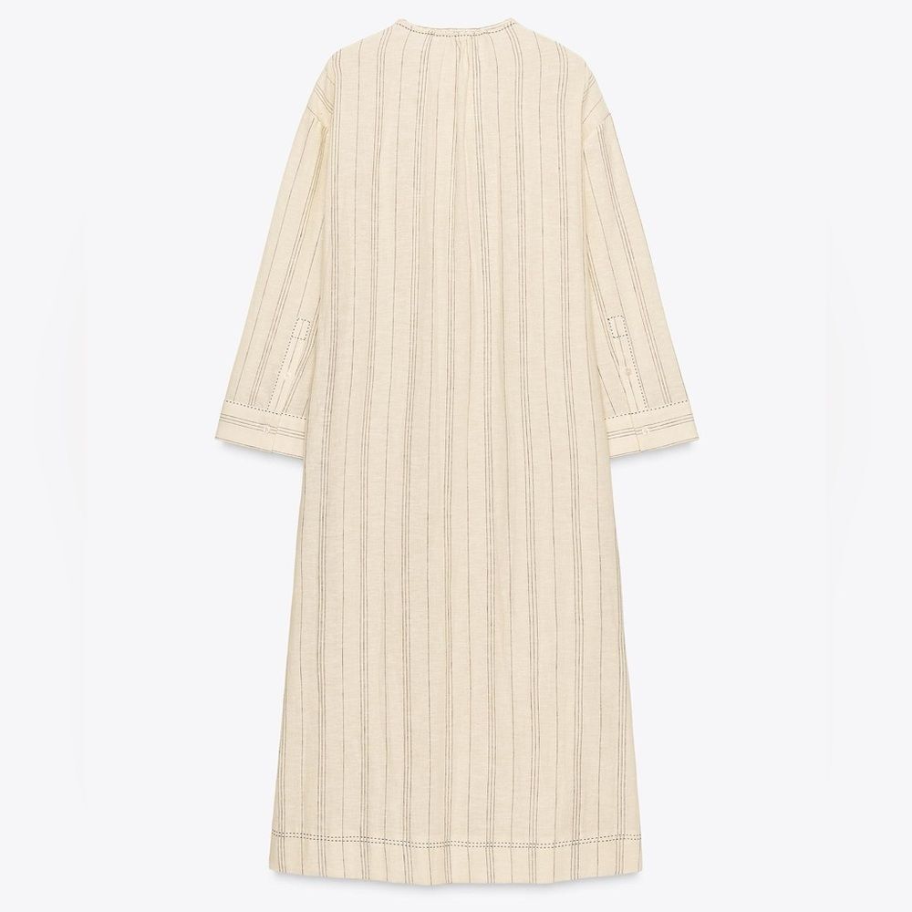 ZARA STRIPED LINEN TUNIC DRESS ZW COLLECTION - Picture 5 of 8